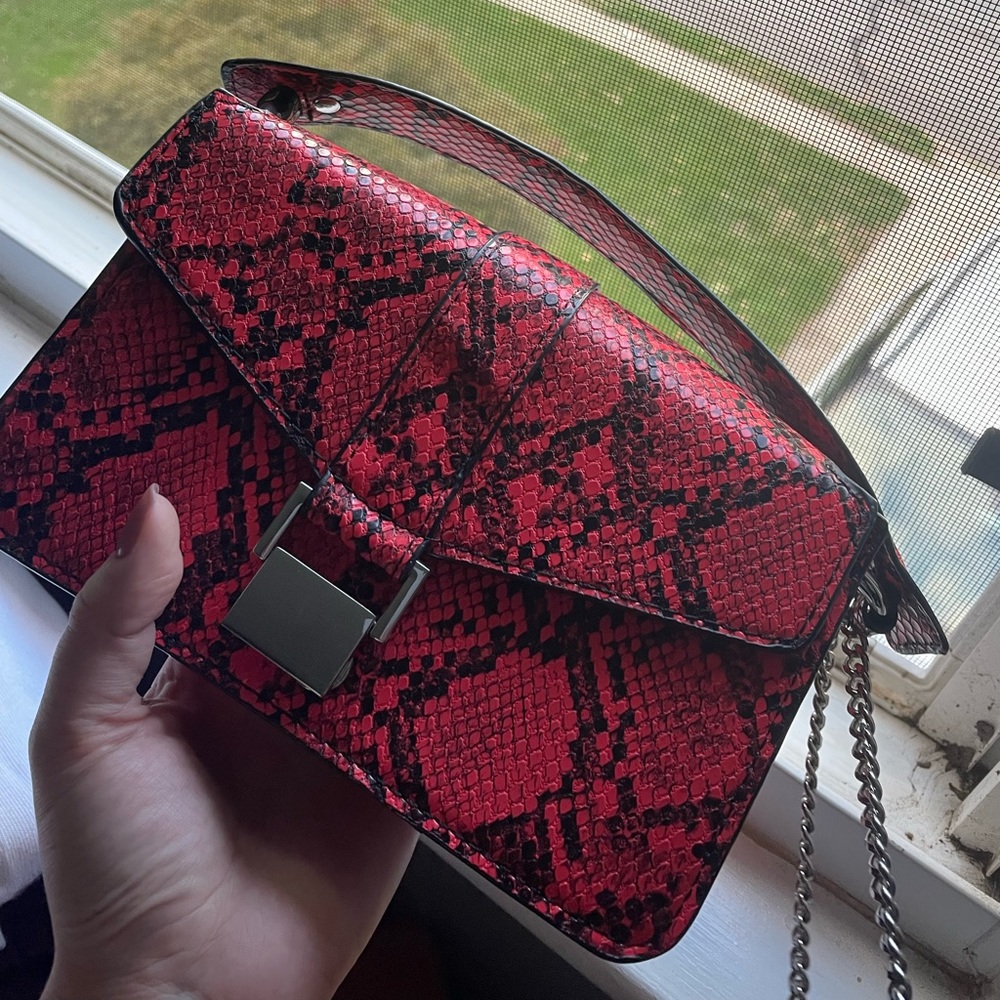 Red snake skin crossbody